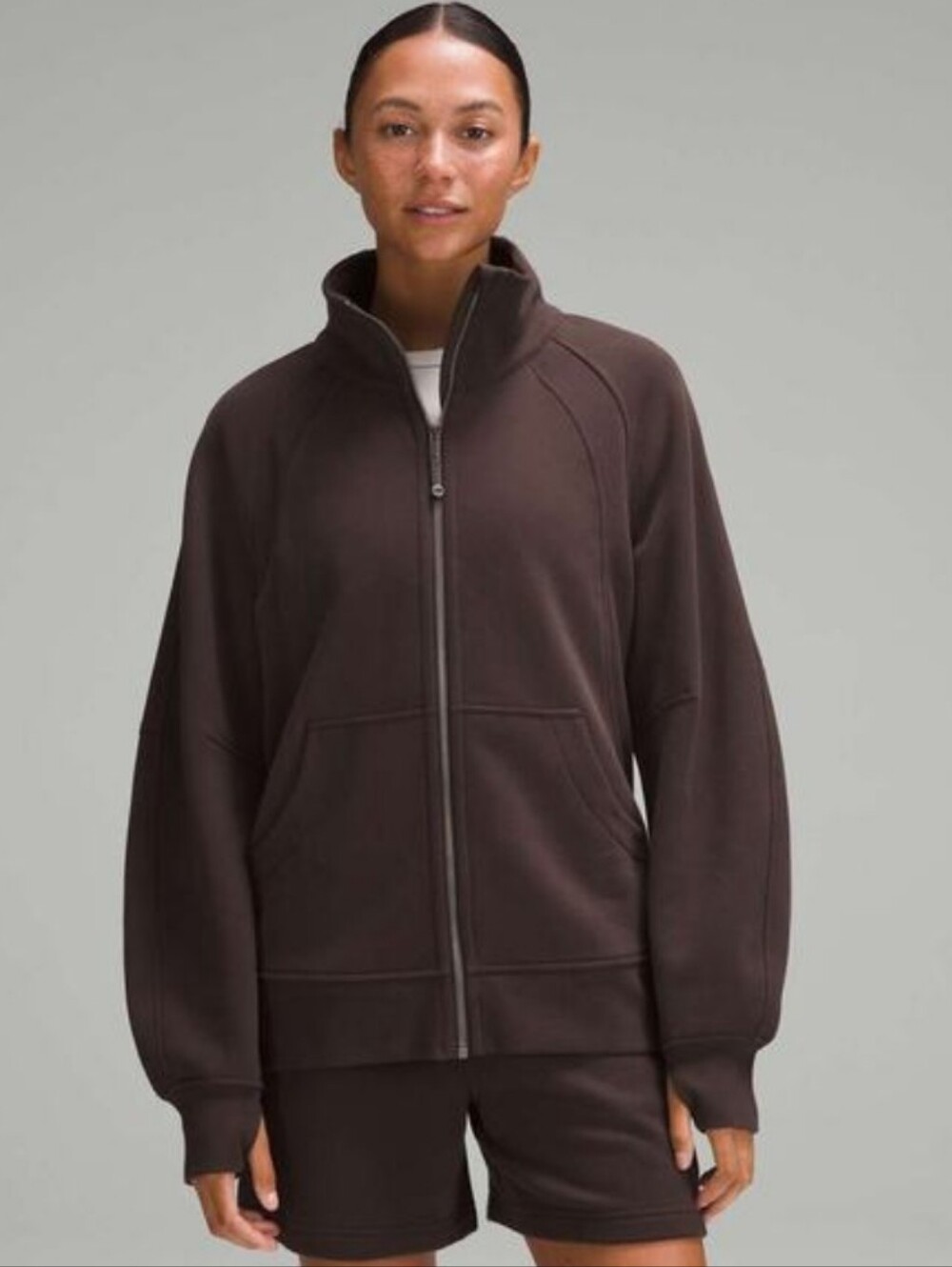 Lululemon Scuba Oversized Funnel-Neck Full Zip Sweatshirt Espresso Brown